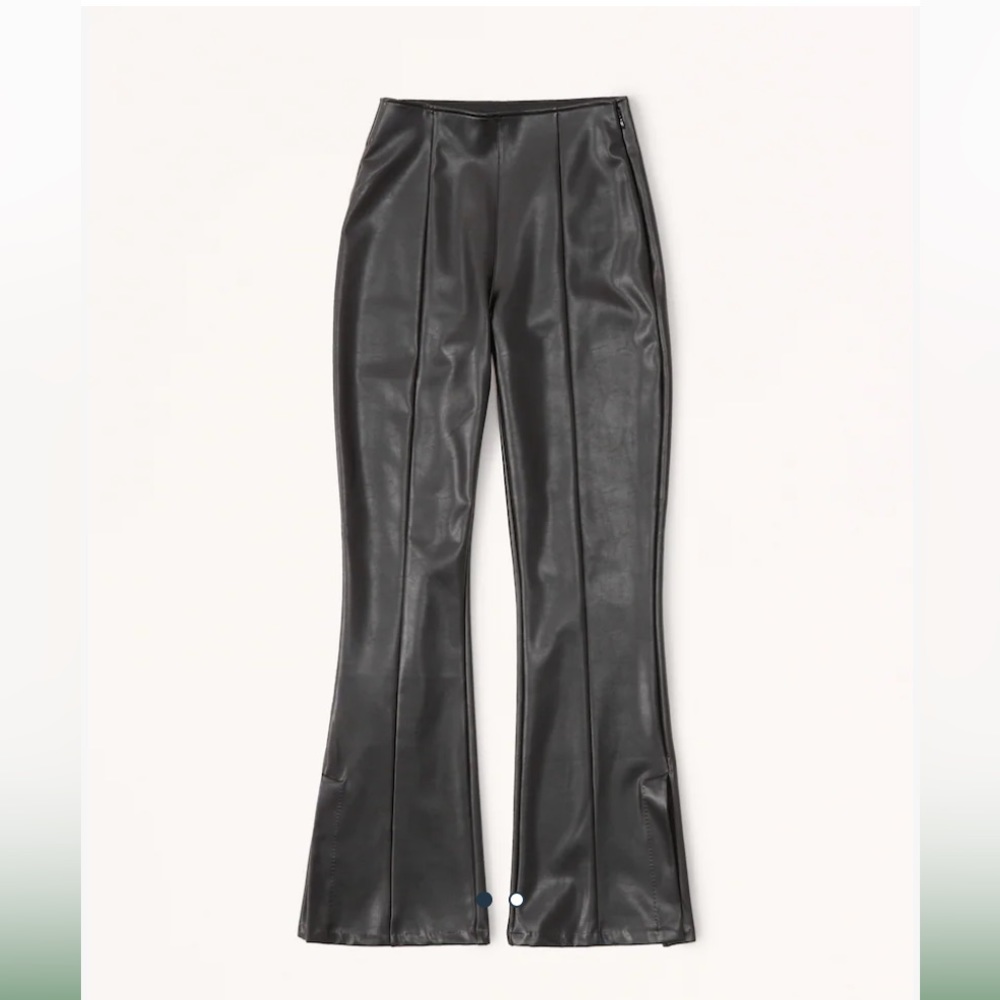 Split-Hem Leather Flare Pants